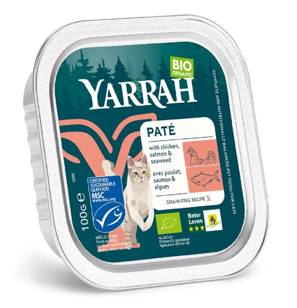(DLA KOTA) PASZTET Z ŁOSOSIA Z ALGAMI MORSKIMI BIO 100 g – YARRAH