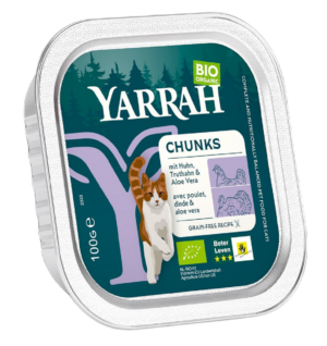 (DLA KOTA) KAWAŁKI KURCZAKA I INDYKA Z ALOESEM BIO 100 g - YARRAH