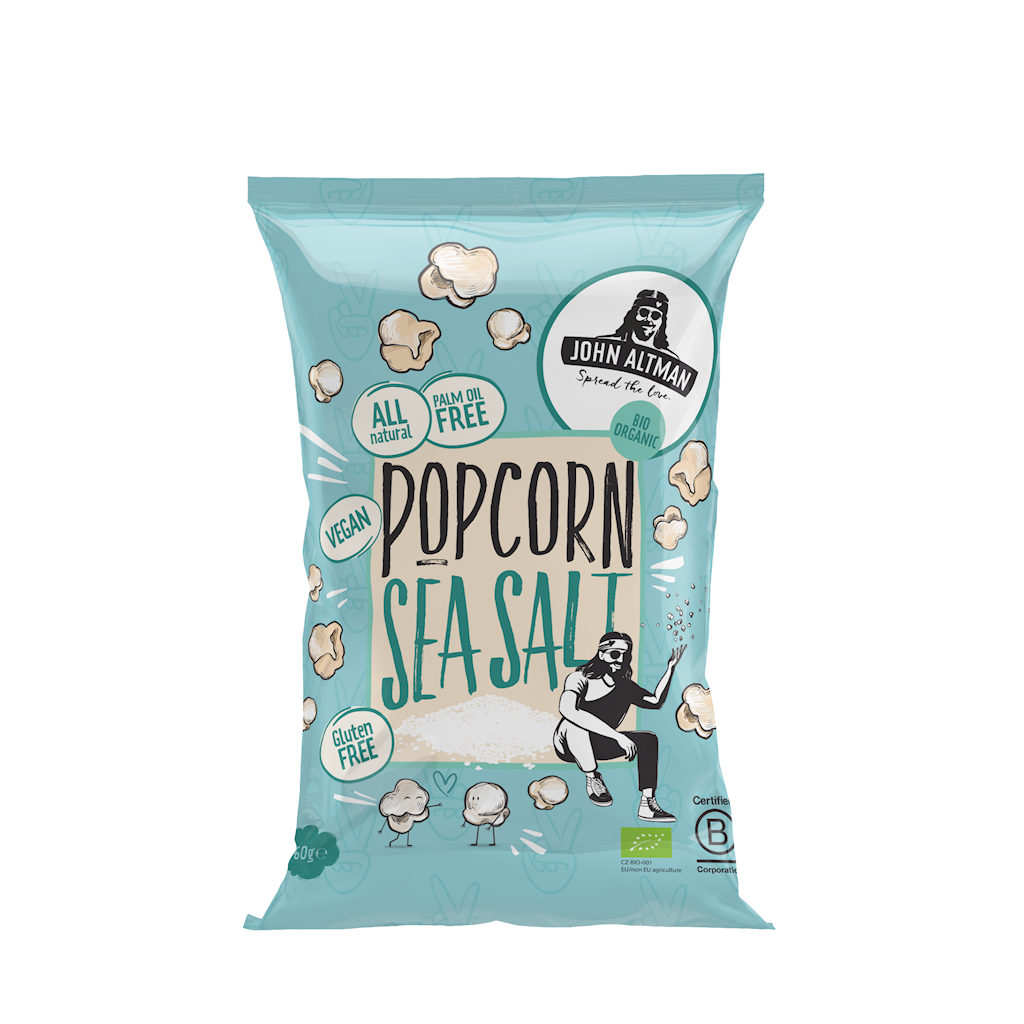 POPCORN Z SOLĄ MORSKĄ BEZGLUTENOWY BIO 60 g – JOHN ALTMAN
