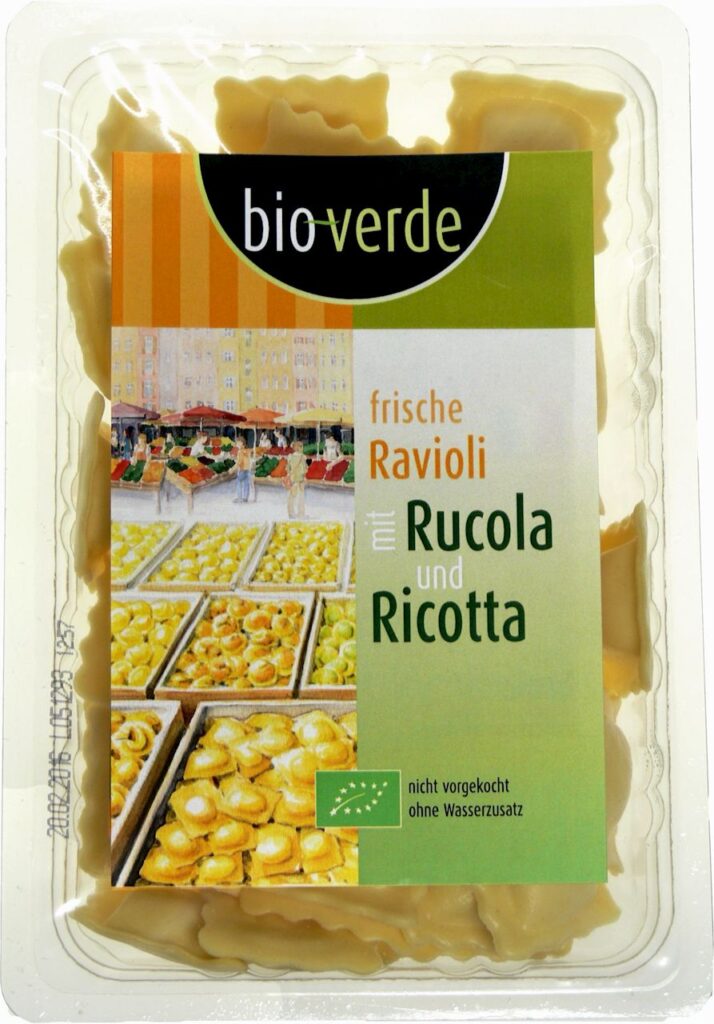 RAVIOLI ŚWIEŻE Z RUKOLĄ I RICOTTĄ BIO 250 g – BIO-VERDE