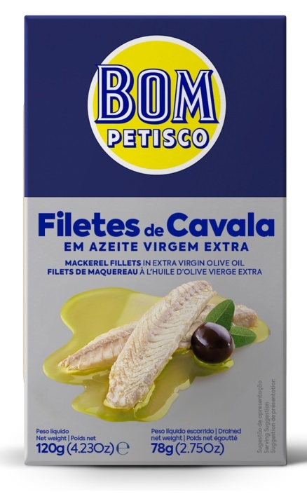 MAKRELA FILETY W OLIWIE Z OLIWEK EXTRA VIRGIN 120 g (78 g) – BON APPETIT (BOM PETISCO)