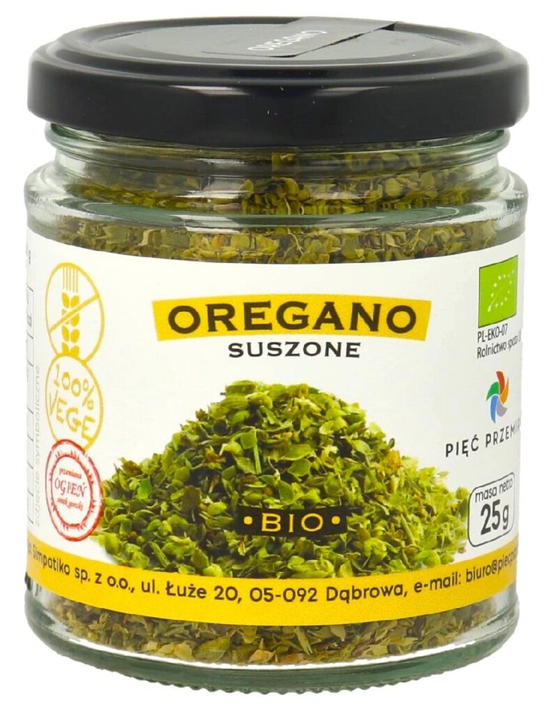 OREGANO SUSZONE BEZGLUTENOWE BIO 25 g – PIĘĆ PRZEMIAN