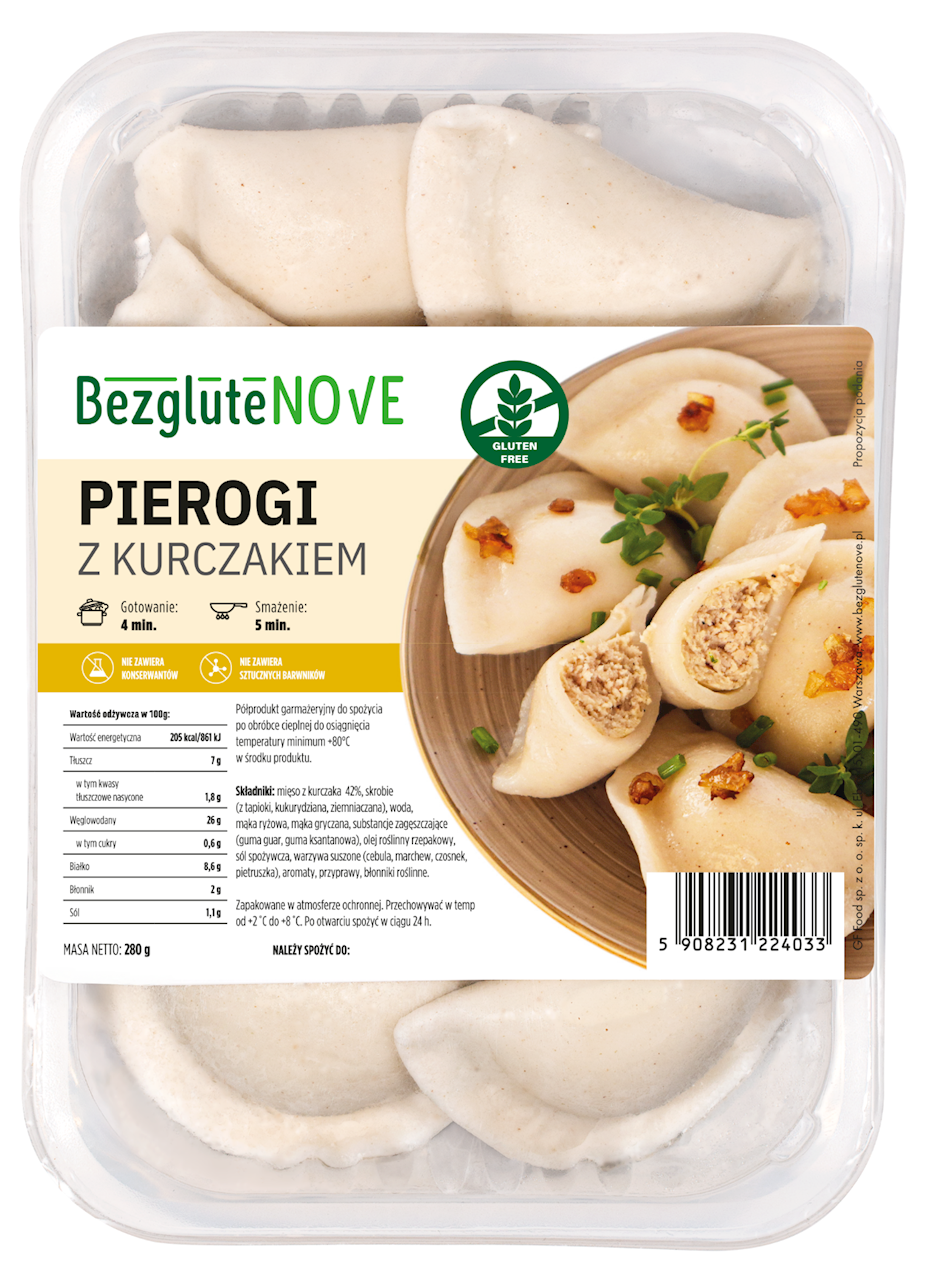 przecena PIEROGI Z KURCZAKIEM BEZGLUTENOWE 280 g - BEZGLUTENOVE