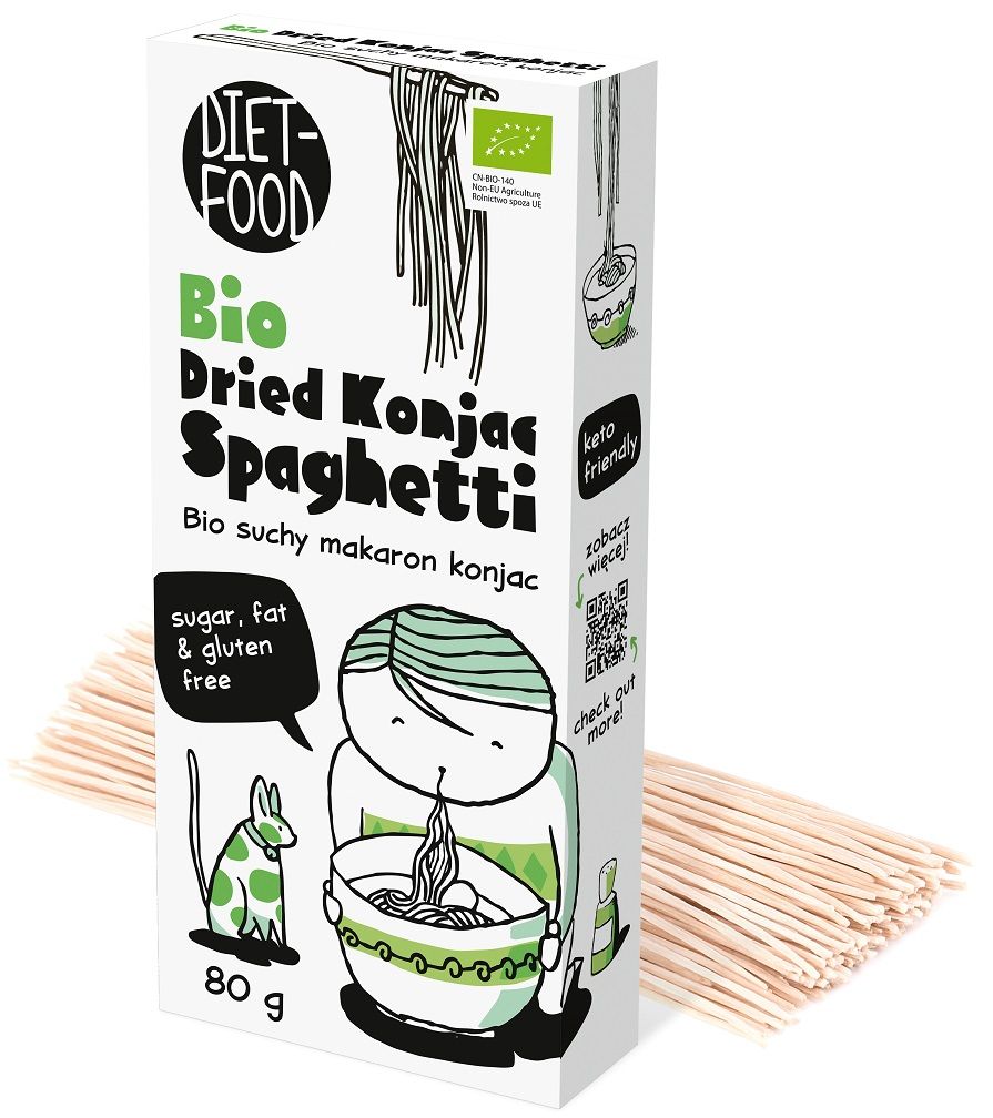 MAKARON (SUCHY KONJAC) SPAGHETTI BEZGLUTENOWY BIO 80 g – DIET-FOOD