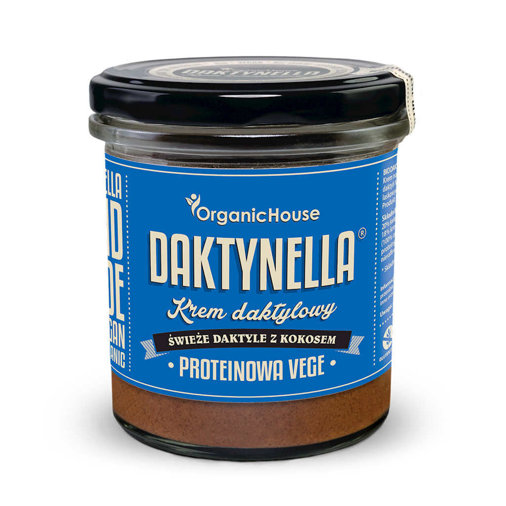 KREM PROTEINOWY KOKOS – DAKTYLE MEDJOOL BEZGLUTENOWY BIO 280 g – ORGANICHOUSE (DAKTYNELLA)