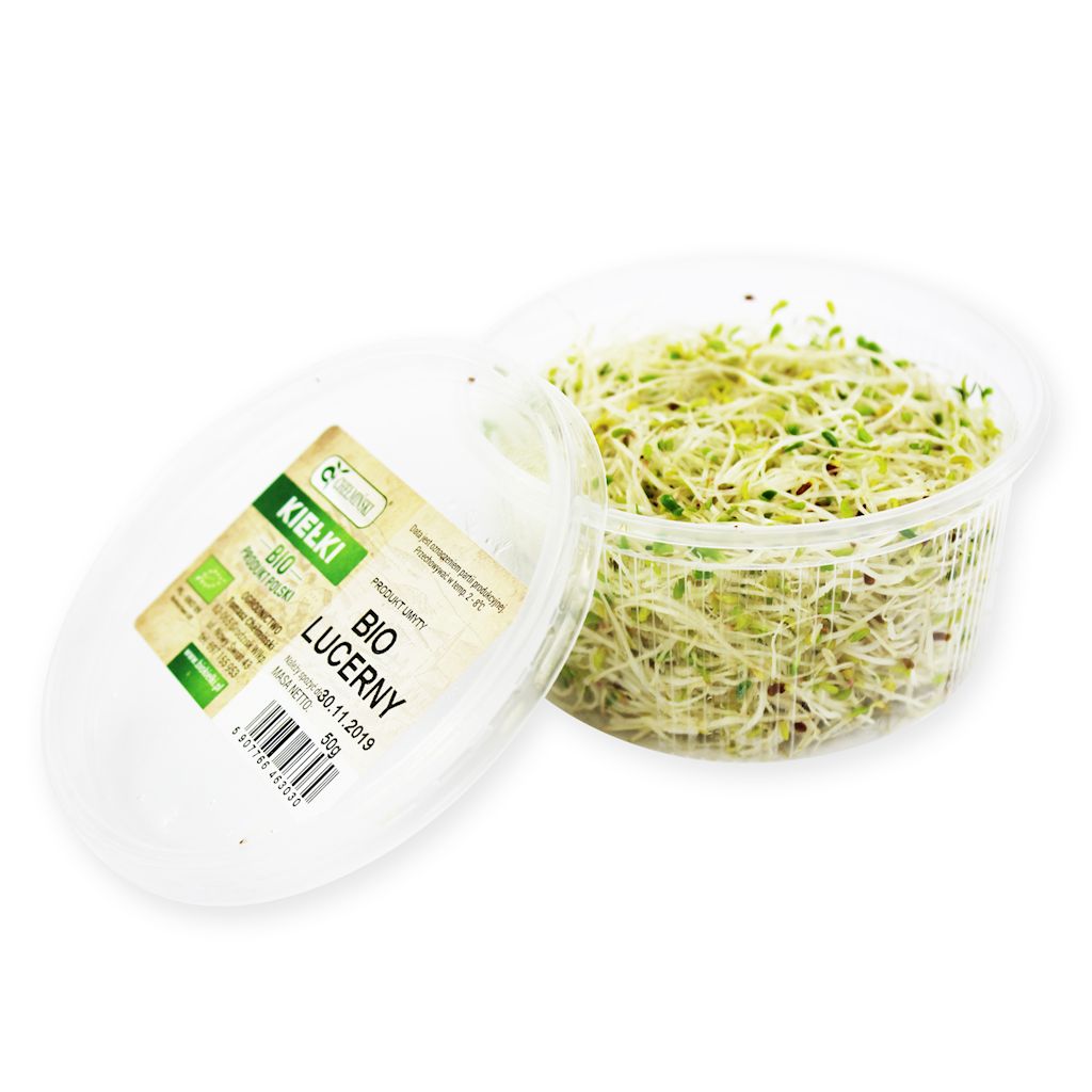 przecena KIEŁKI LUCERNY ŚWIEŻE BIO (około 50 g)