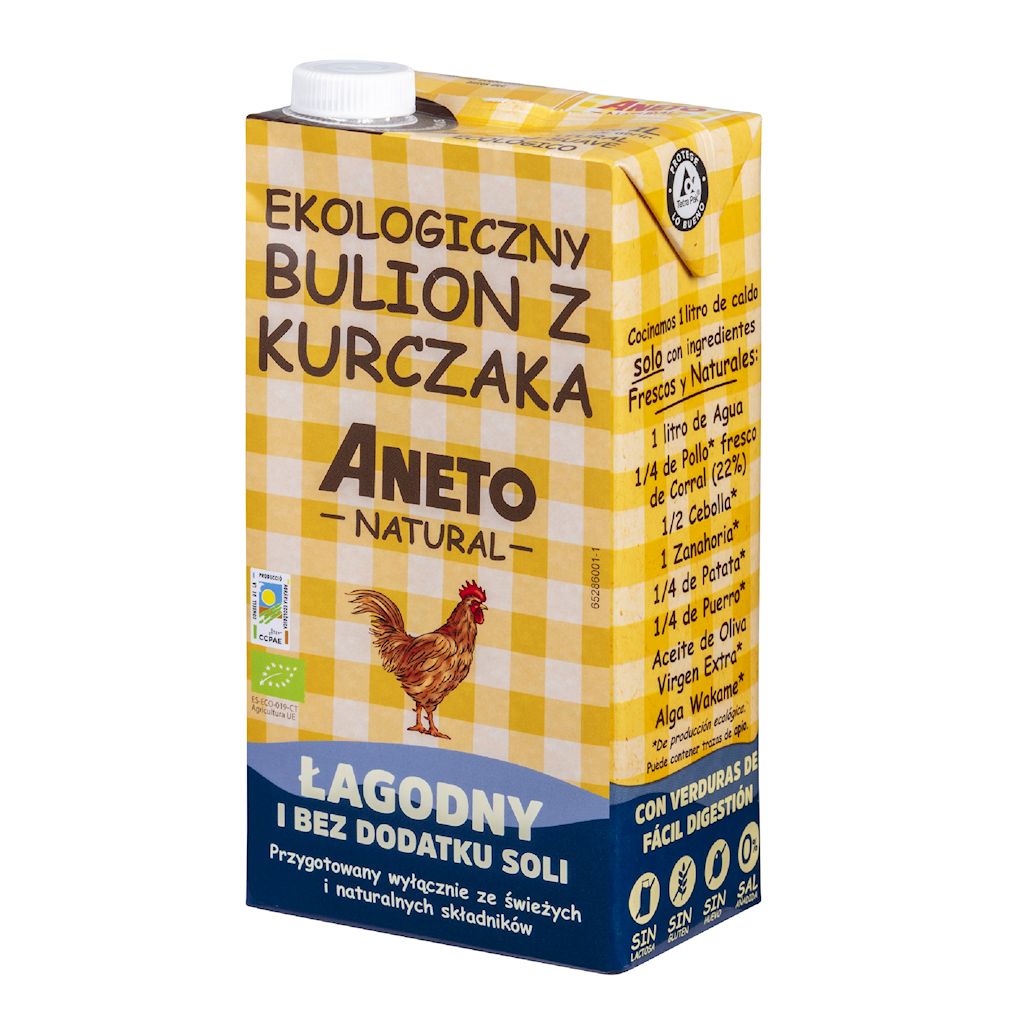 BULION DROBIOWY BEZ DODATKU SOLI W PŁYNIE BEZGLUTENOWY BIO 1 L – ANETO NATURAL