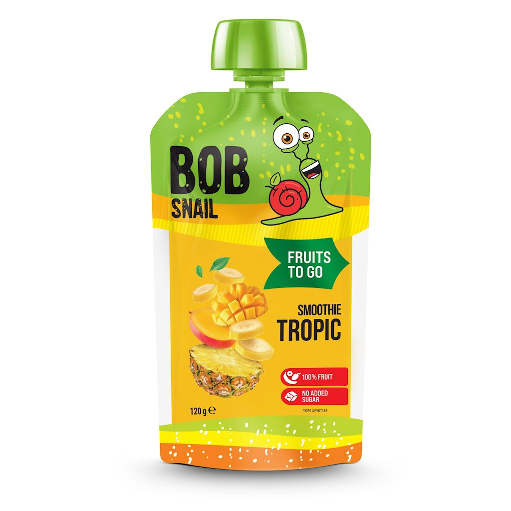 SMOOTHIE BANAN – ANANAS – MANGO BEZ DODATKU CUKRÓW 120 g – BOB SNAIL