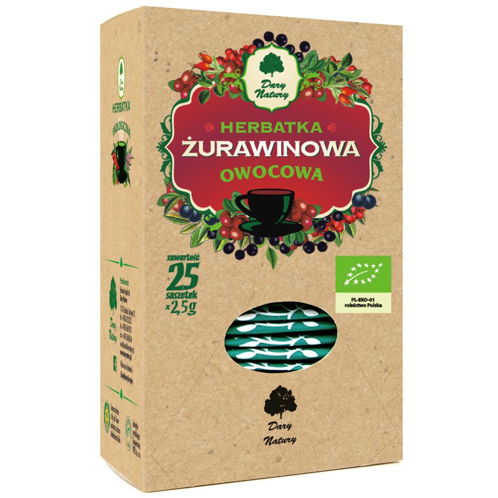 HERBATKA ŻURAWINOWO – OWOCOWA BIO (25 x 2,5 g) 62,5 g – DARY NATURY