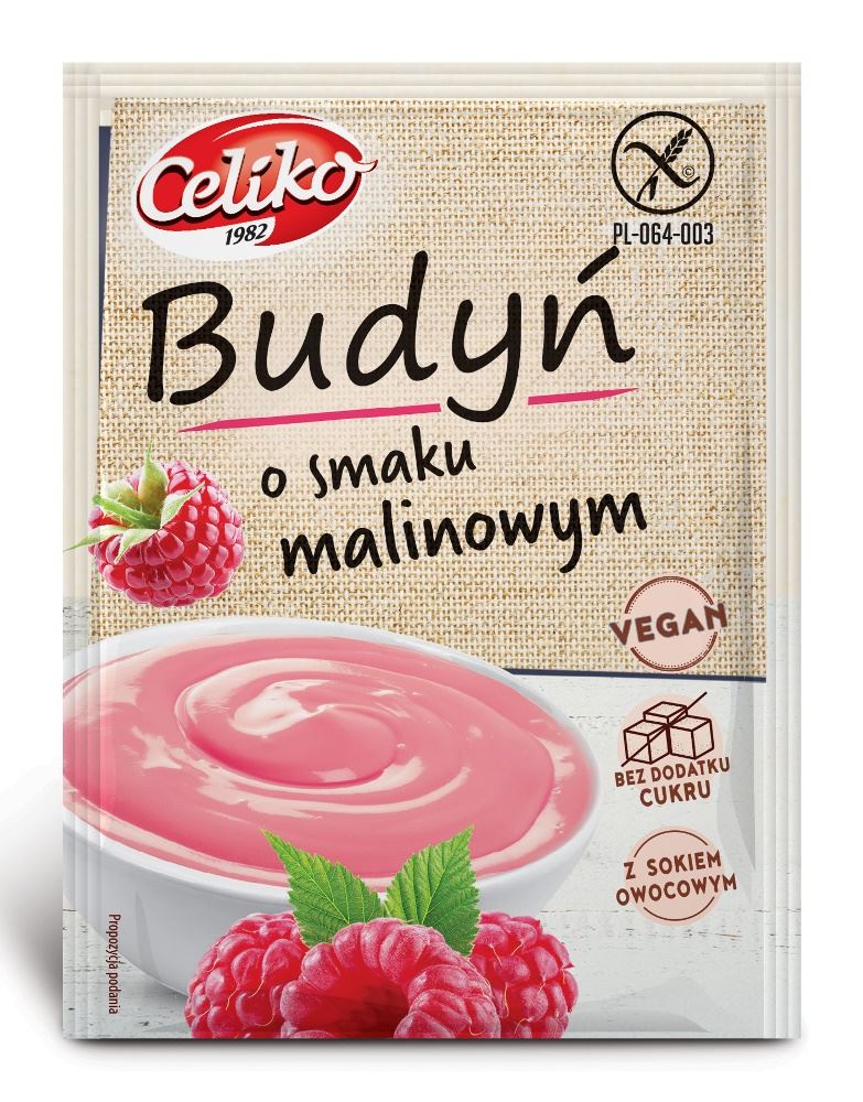 BUDYŃ O SMAKU MALINOWYM BEZGLUTENOWY 40 g – CELIKO