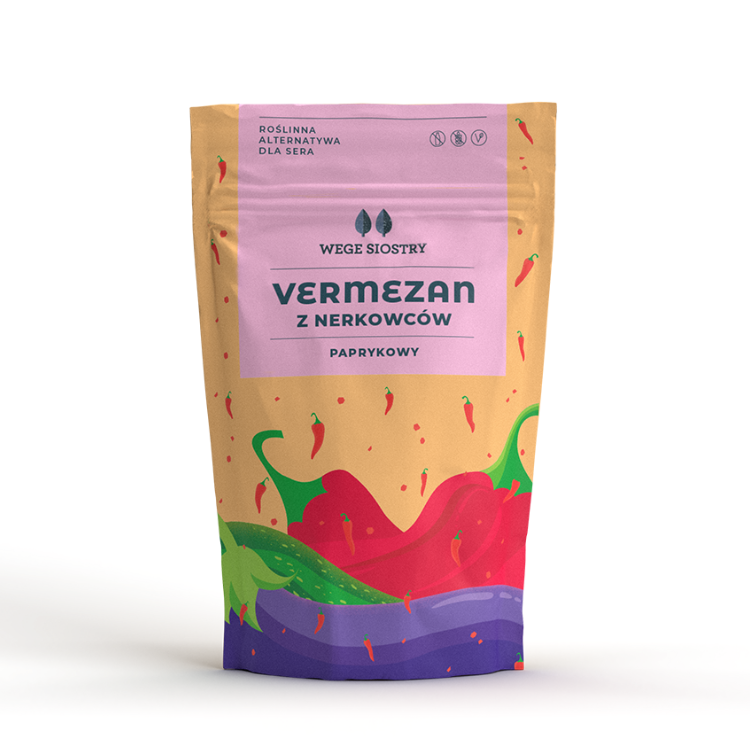 WEGAŃSKA ALTERNATYWA SERA TWARDEGO TARTEGO Z ORZECHÓW NERKOWCA Z PAPRYKĄ WĘDZONĄ BEZGLUTENOWA 90 g – WEGE SIOSTRY