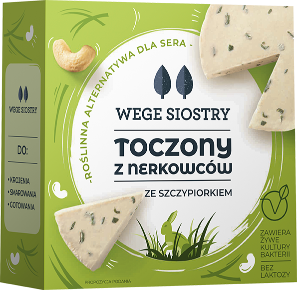 WEGAŃSKA ALTERNATYWA SERA Z ORZECHÓW NERKOWCA ZE SZCZYPIORKIEM BEZGLUTENOWA 140 g – WEGE SIOSTRY