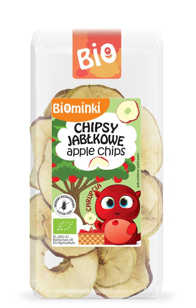CHIPSY JABŁKOWE BEZGLUTENOWE BIO 30 g – BIOMINKI