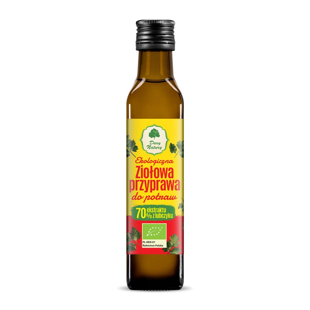 PRZYPRAWA ZIOŁOWA Z LUBCZYKIEM W PŁYNIE BIO 250 ml – DARY NATURY