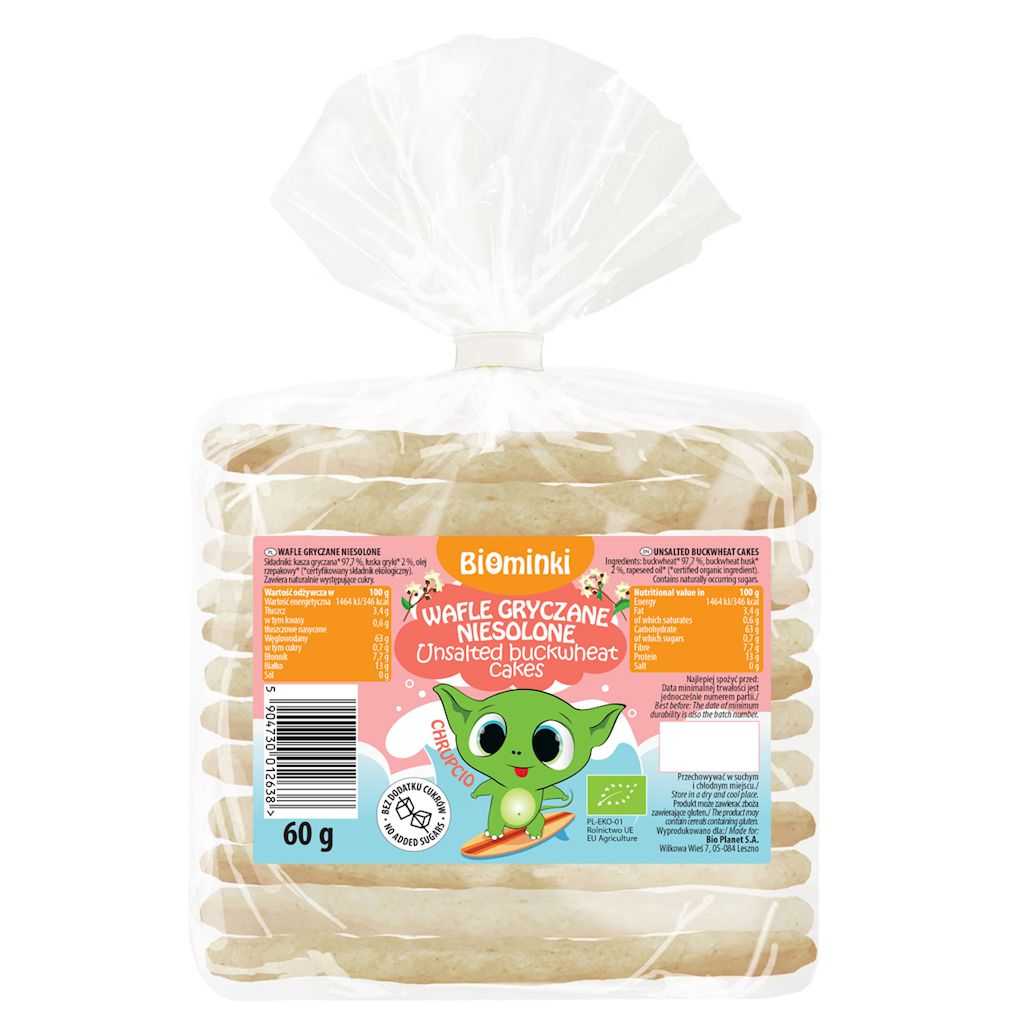 WAFLE GRYCZANE NIESOLONE BIO 60 g – BIOMINKI