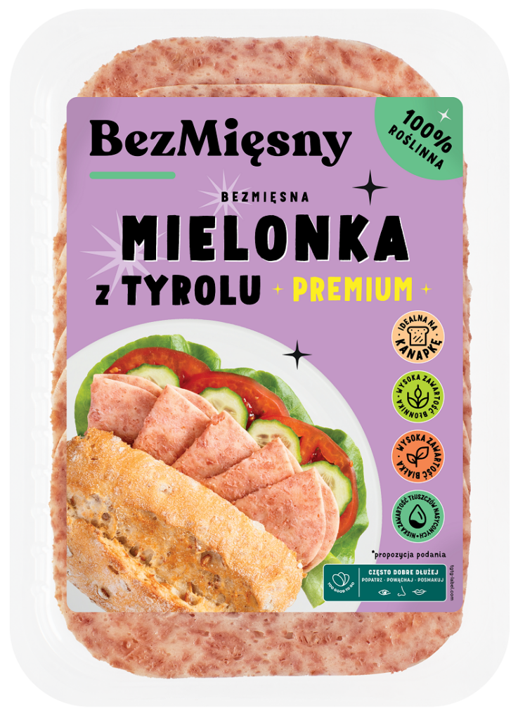 MIELONKA TYROLSKA ROŚLINNA PLASTRY 100 g – BEZMIĘSNY