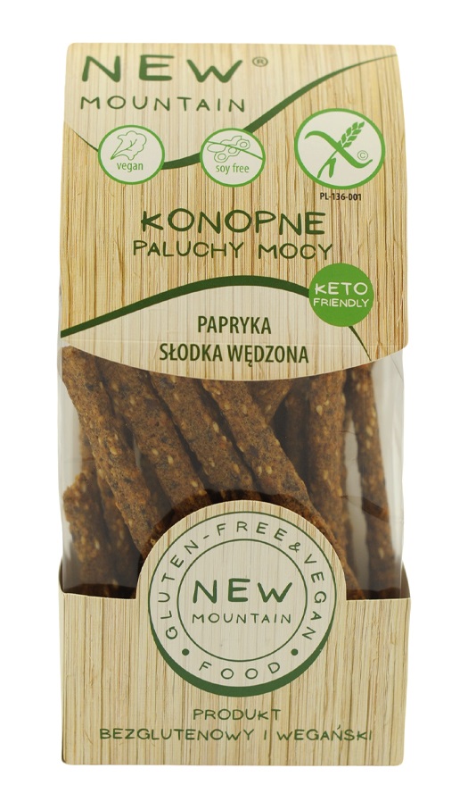 PALUCHY MOCY KONOPNE Z PAPRYKĄ SŁODKĄ WĘDZONĄ BEZGLUTENOWE 200 g – NEW MOUNTAIN