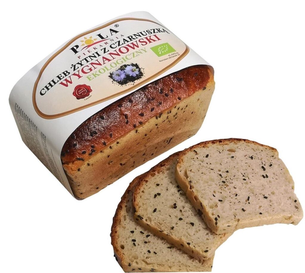 CHLEB ŻYTNI WYGNANOWSKI Z CZARNUSZKĄ BIO 350 g – POLA (NA ZAMÓWIENIE)