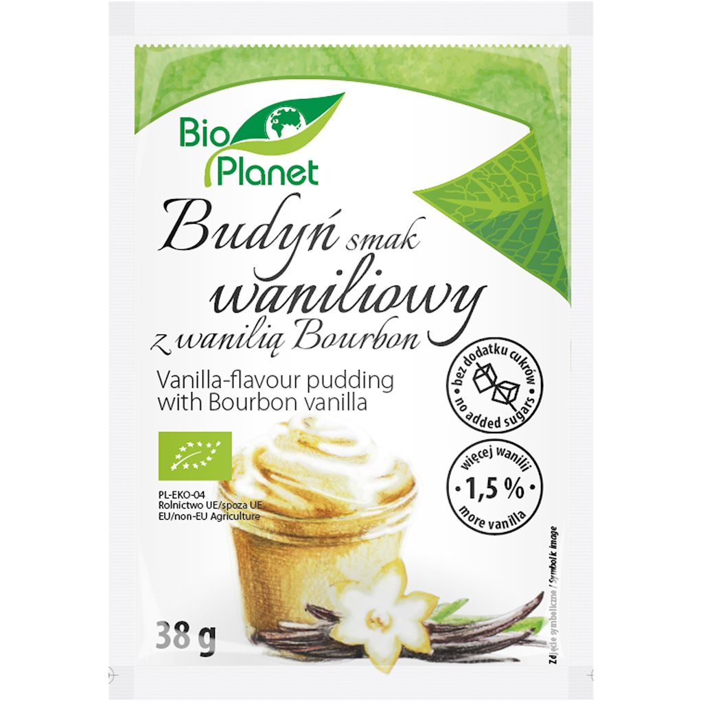 BUDYŃ O SMAKU WANILIOWYM Z WANILIĄ BOURBON BIO 38 g – BIO PLANET