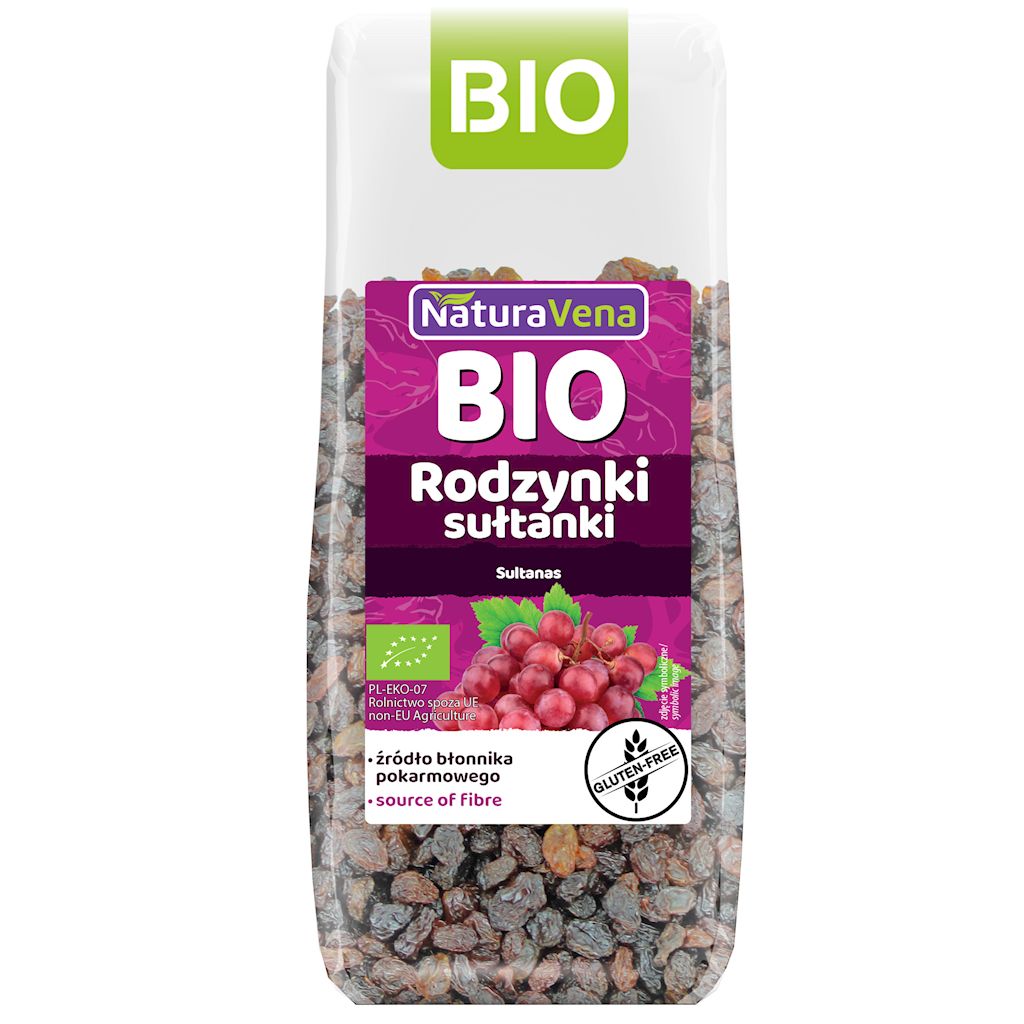 RODZYNKI SUŁTANKI BEZGLUTENOWE BIO 200 g – NATURAVENA