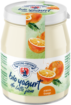 JOGURT POMARAŃCZOWY Z MLEKA SIENNEGO BEZGLUTENOWY BIO 150 g (SŁOIK) - STERZING-VIPITENO