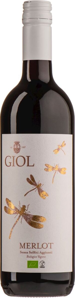 WINO CZERWONE WYTRAWNE MERLOT BEZ DODATKU SIARCZYNÓW BIO 750 ml - GIOL