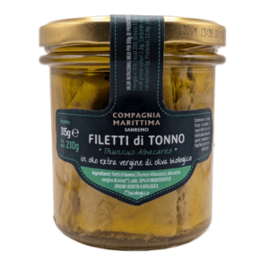 TUŃCZYK ŻÓŁTOPŁETWY FILETY W BIO OLIWIE Z OLIWEK EXTRA VIRGIN 315 g (210 g) (SŁOIK) - COMPAGNIA MEDITERRANEA