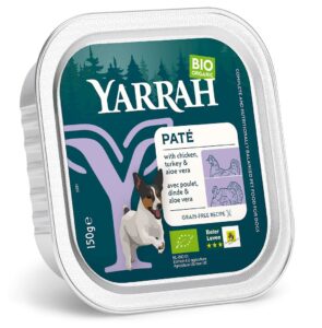 (DLA PSA) PASZTET Z KURCZAKA, WOŁOWINY I INDYKA Z ALOESEM BIO 150 g - YARRAH