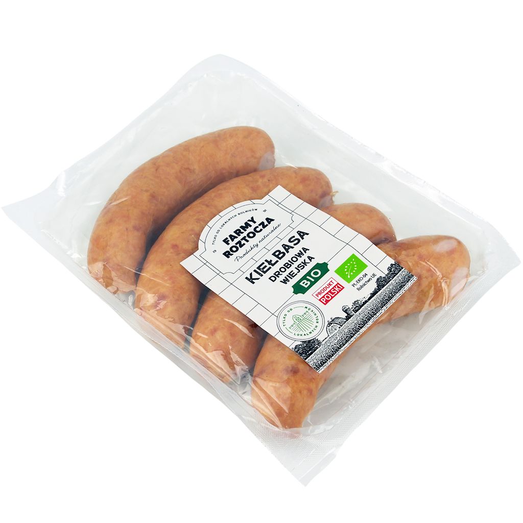 KIEŁBASA DROBIOWA WIEJSKA BIO (około 0,40 kg) – FARMY ROZTOCZA (NA ZAMÓWIENIE)