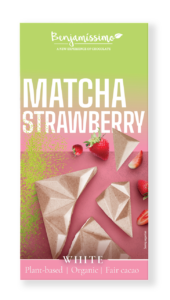 TABLICZKA KAKAOWA HERBATA MATCHA - TRUSKAWKA BEZGLUTENOWA BIO 60 g - BENJAMISSIMO