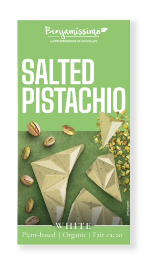 TABLICZKA KAKAOWA PISTACJE - SÓL HIMALAJSKA BEZGLUTENOWA BIO 60 g - BENJAMISSIMO