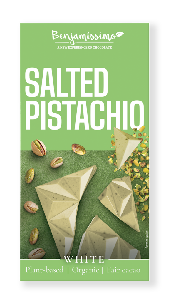 TABLICZKA KAKAOWA PISTACJE – SÓL HIMALAJSKA BEZGLUTENOWA BIO 60 g – BENJAMISSIMO