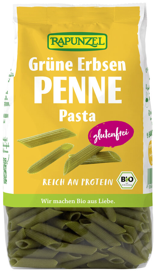 MAKARON PROTEINOWY (Z GROSZKU ZIELONEGO) PENNE BEZGLUTENOWY BIO 300 g – RAPUNZEL