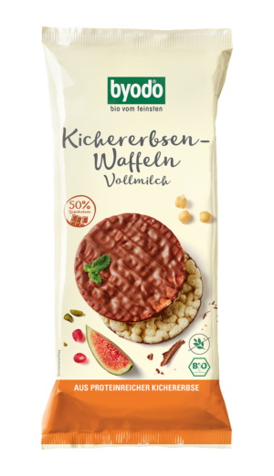 WAFLE Z CIECIERZYCY Z MLECZNĄ CZEKOLADĄ BEZGLUTENOWE BIO 65 g - BYODO