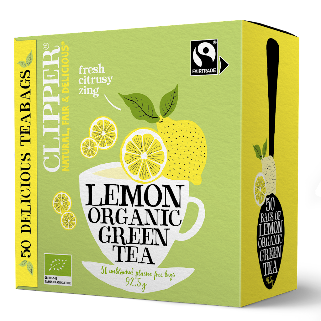 HERBATA ZIELONA Z CYTRYNĄ FAIR TRADE BIO (50 x 1,85 g) 92,5 g – CLIPPER