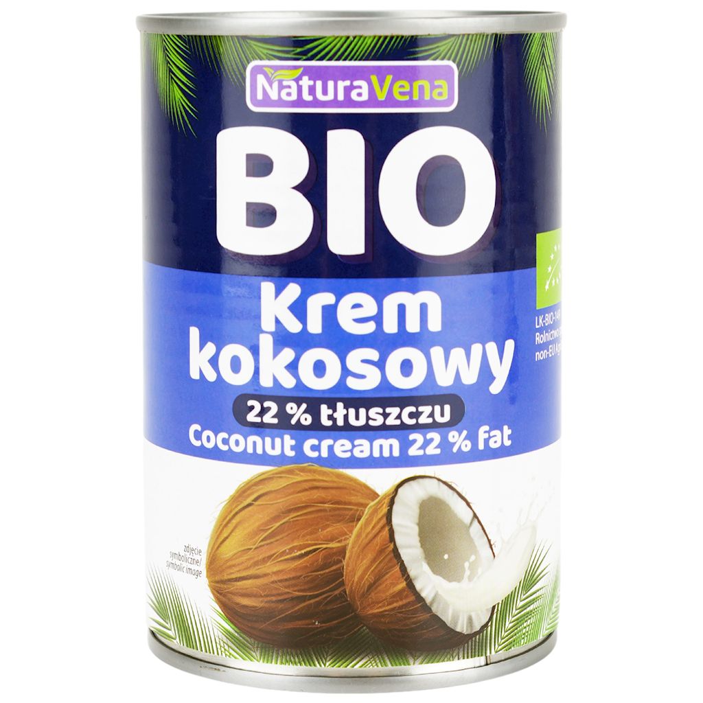 KREM KOKOSOWY 22 % TŁUSZCZU BIO 400 ml – NATURAVENA