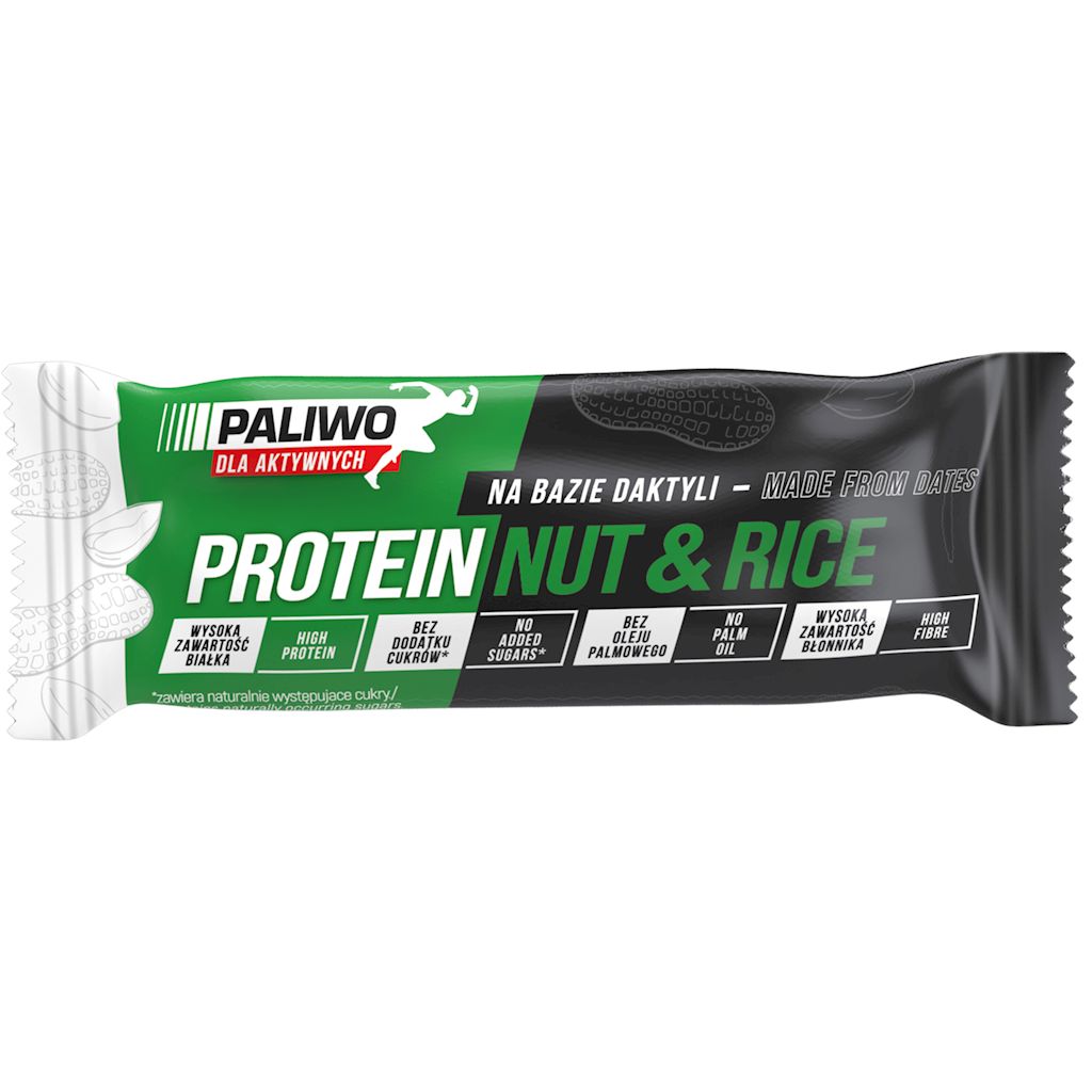 BATON PROTEINOWY ORZECHOWY Z BIAŁKIEM RYŻOWYM 50 g - PALIWO DLA AKTYWNYCH