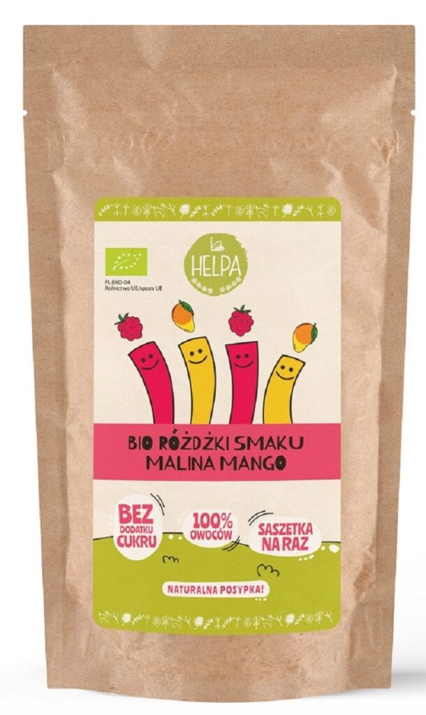 RÓŻDŻKI SMAKU MIX MALINA – MANGO (LIOFILIZOWANE OWOCE) BIO (10 x 2 g) 20 g – HELPA
