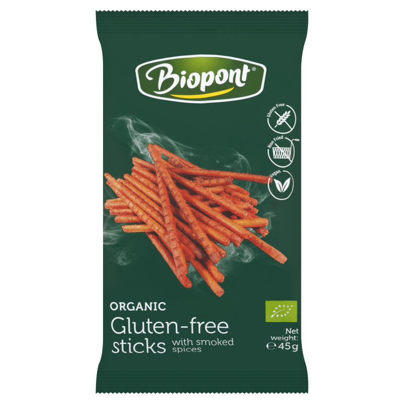 PALUSZKI O SMAKU PAPRYKI WĘDZONEJ BEZGLUTENOWE BIO 45 g – BIOPONT