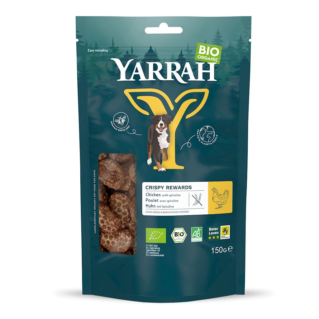 (DLA PSA) PRZYSMAK – KĄSKI Z KURCZAKIEM I SPIRULINĄ BIO 150 g – YARRAH