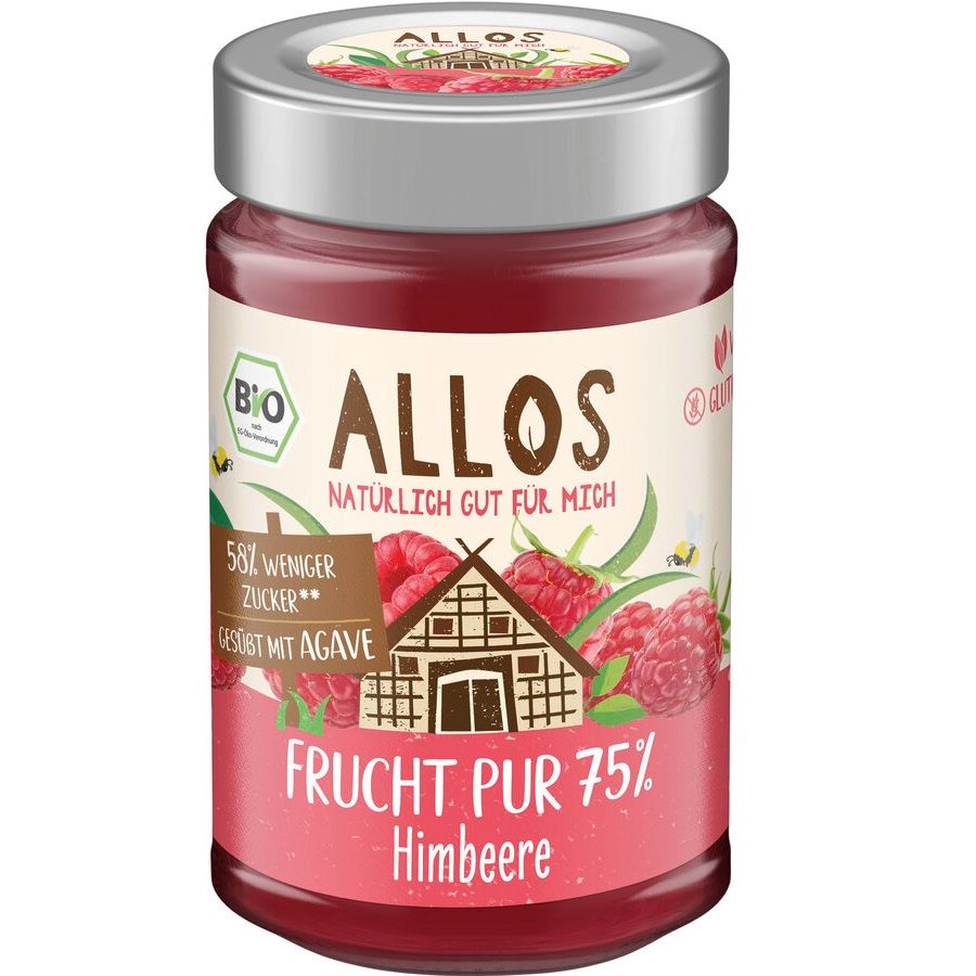 MUS MALINOWY (75 % OWOCÓW) BEZGLUTENOWY BIO 200 g – ALLOS