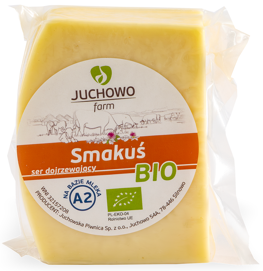 SER ŻÓŁTY DOJRZEWAJĄCY SMAKUŚ Z MLEKA A2 BIO (około 0,30 kg) - JUCHOWO (NA ZAMÓWIENIE)