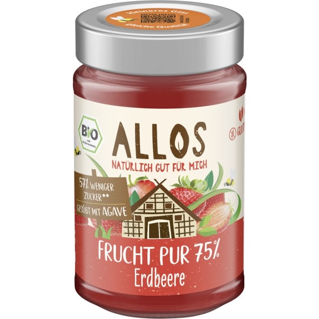 MUS TRUSKAWKOWY (75 % OWOCÓW) BEZGLUTENOWY BIO 200 g – ALLOS