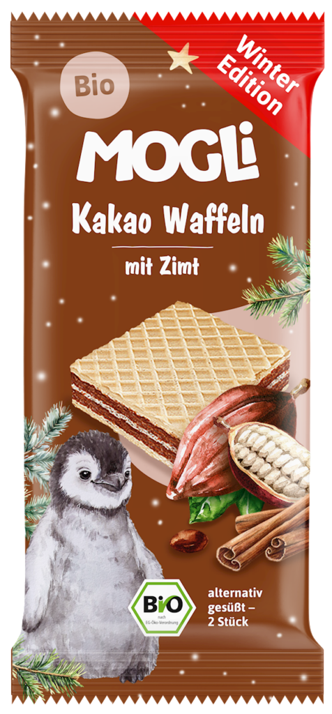 WAFELKI Z KREMEM KAKAOWO – CYNAMONOWYM BIO 15 g – MOGLI (PRODUKT SEZONOWY)