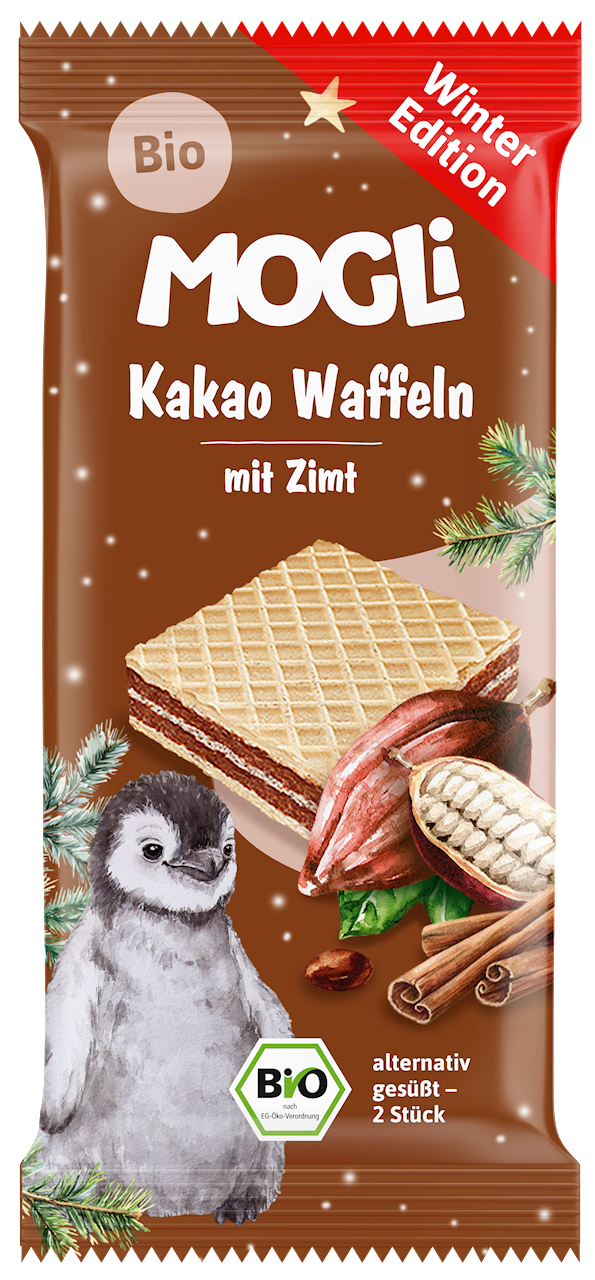 WAFELKI Z KREMEM KAKAOWO - CYNAMONOWYM BIO 15 g - MOGLI (PRODUKT SEZONOWY)