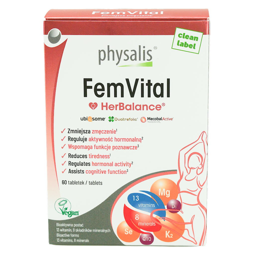 TABLETKI NA WITALNOŚĆ DLA KOBIET (FEMVITAL) 60 szt. – PHYSALIS (HERBALANCE)