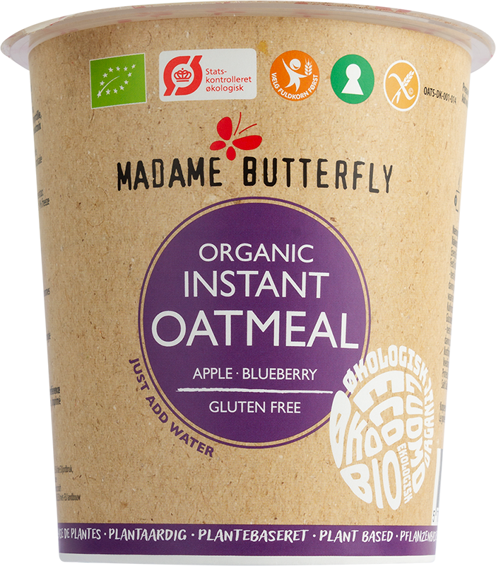 OWSIANKA BŁYSKAWICZNA JABŁKO – JAGODA BEZGLUTENOWA BIO 55 g – MADAME BUTTERFLY