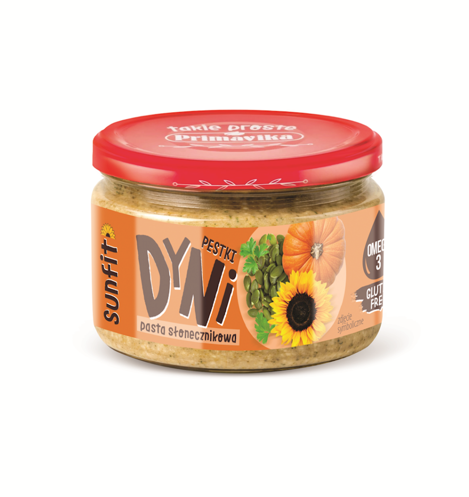 PASTA SŁONECZNIKOWA Z PESTKAMI DYNI BEZGLUTENOWA 180 g – PRIMAVIKA