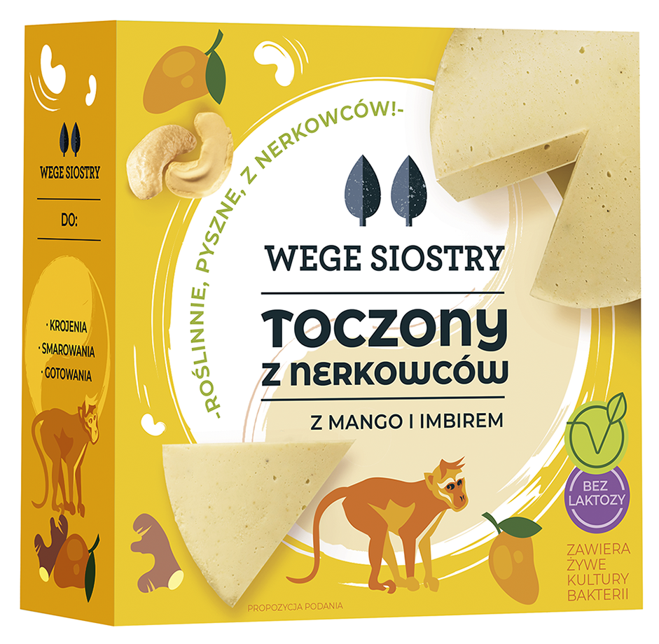 WEGAŃSKA ALTERNATYWA SERA Z ORZECHÓW NERKOWCA Z MANGO I IMBIREM BEZGLUTENOWA 140 g – WEGE SIOSTRY