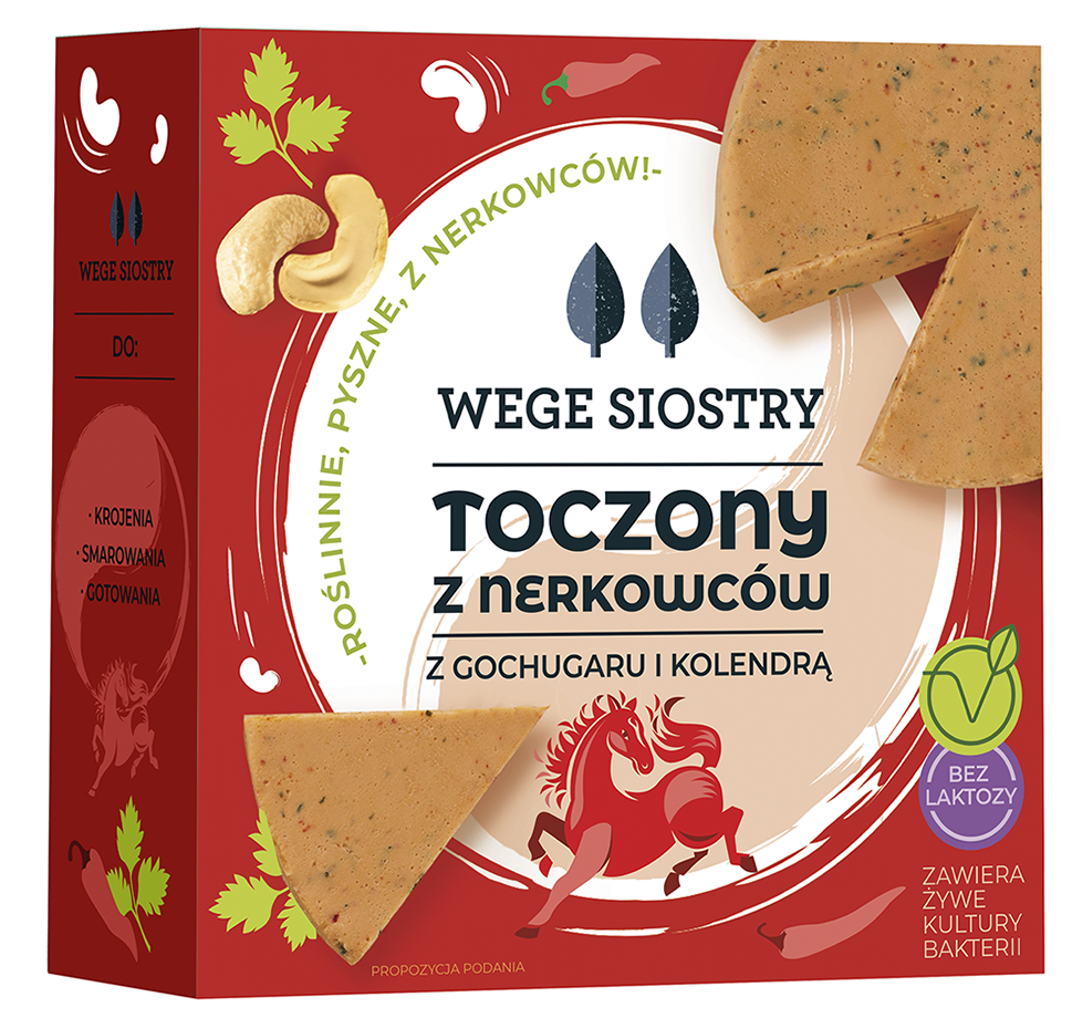 WEGAŃSKA ALTERNATYWA SERA Z ORZECHÓW NERKOWCA Z PAPRYKĄ GOCHUGARU I KOLENDRĄ BEZGLUTENOWA 140 g – WEGE SIOSTRY